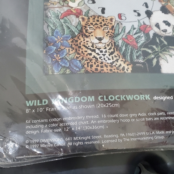 Vintage 1997 Dimensions Counted Cross Stitch Kit ⏰️ L👀K Wild Kingdom Clockwork - Picture 4 of 10